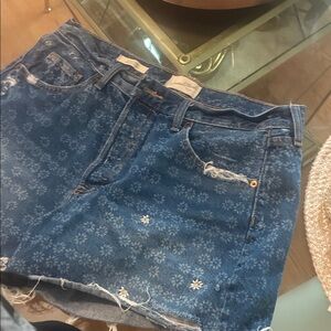 Universal Thread Blue Denim Skirt with Subtle Daisy Accent